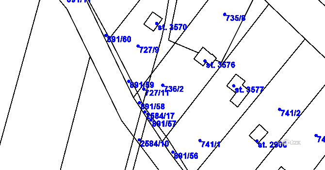 Parcela st. 736/2 v KÚ Hlinsko v Čechách, Katastrální mapa