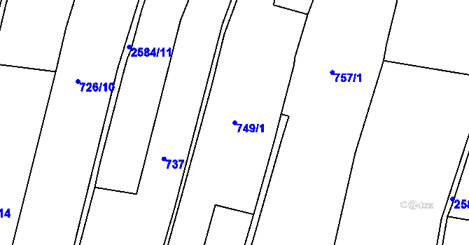 Parcela st. 749/1 v KÚ Hlinsko v Čechách, Katastrální mapa