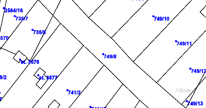 Parcela st. 749/8 v KÚ Hlinsko v Čechách, Katastrální mapa