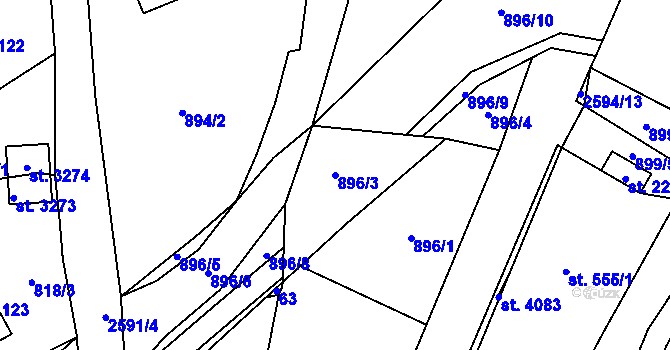 Parcela st. 896/3 v KÚ Hlinsko v Čechách, Katastrální mapa