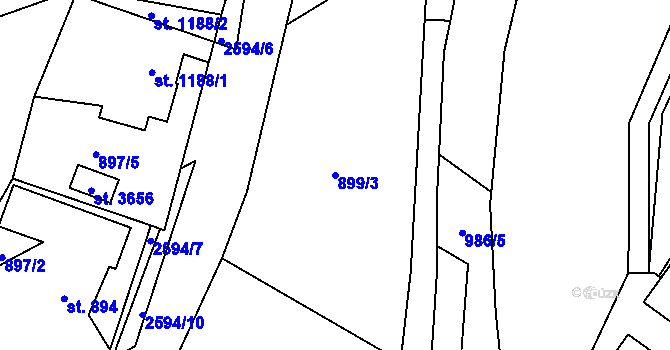 Parcela st. 899/3 v KÚ Hlinsko v Čechách, Katastrální mapa