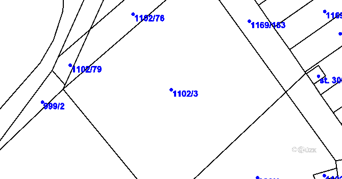 Parcela st. 1102/3 v KÚ Hlinsko v Čechách, Katastrální mapa