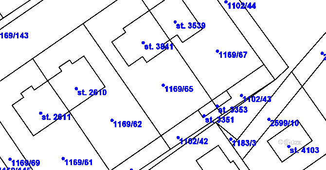 Parcela st. 1169/65 v KÚ Hlinsko v Čechách, Katastrální mapa