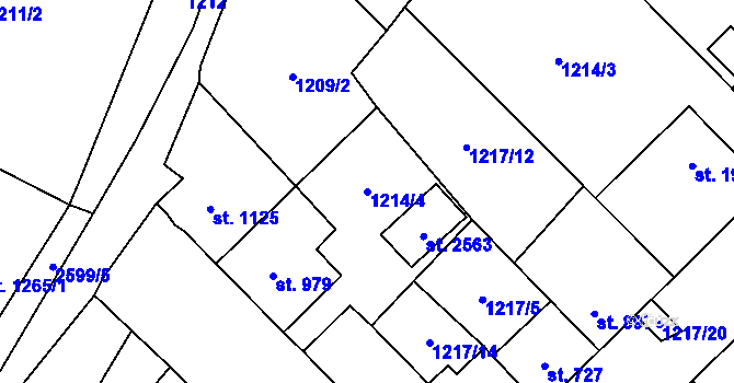 Parcela st. 1214/4 v KÚ Hlinsko v Čechách, Katastrální mapa