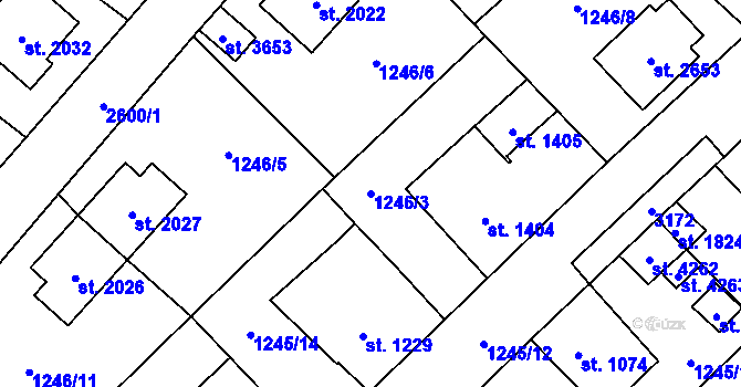 Parcela st. 1246/3 v KÚ Hlinsko v Čechách, Katastrální mapa