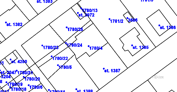Parcela st. 1780/4 v KÚ Hlinsko v Čechách, Katastrální mapa
