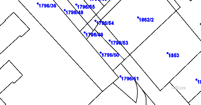 Parcela st. 1796/50 v KÚ Hlinsko v Čechách, Katastrální mapa