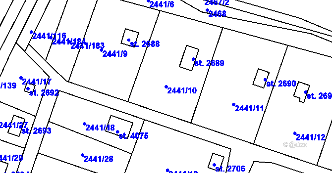 Parcela st. 2441/10 v KÚ Hlinsko v Čechách, Katastrální mapa