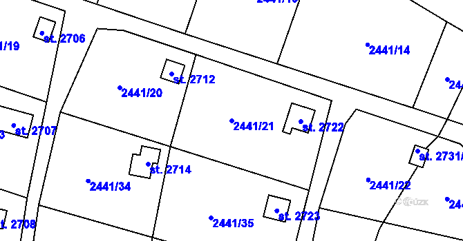Parcela st. 2441/21 v KÚ Hlinsko v Čechách, Katastrální mapa