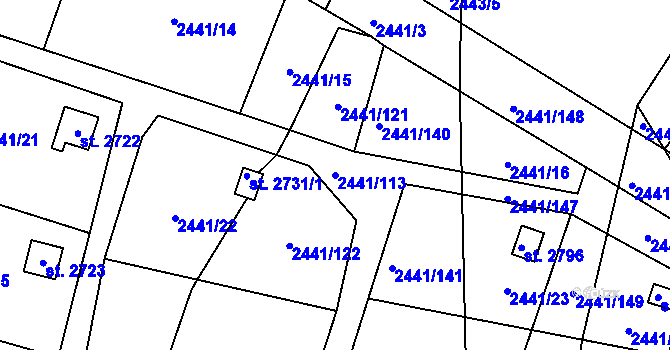 Parcela st. 2441/113 v KÚ Hlinsko v Čechách, Katastrální mapa