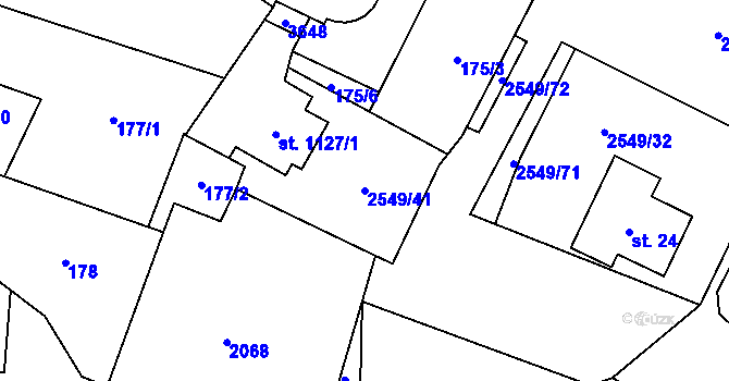 Parcela st. 2549/41 v KÚ Hlinsko v Čechách, Katastrální mapa