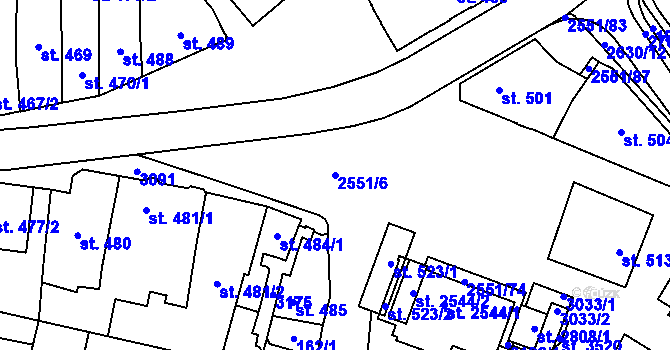 Parcela st. 2551/6 v KÚ Hlinsko v Čechách, Katastrální mapa