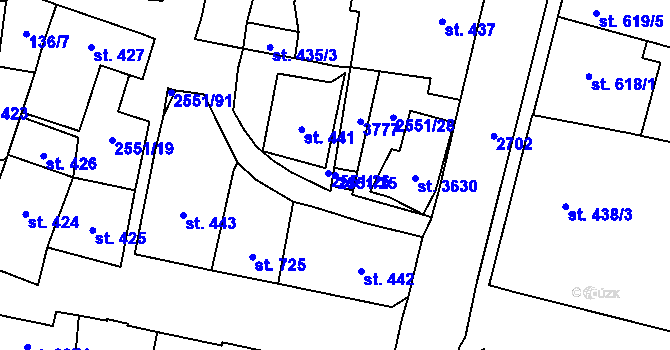 Parcela st. 2551/25 v KÚ Hlinsko v Čechách, Katastrální mapa