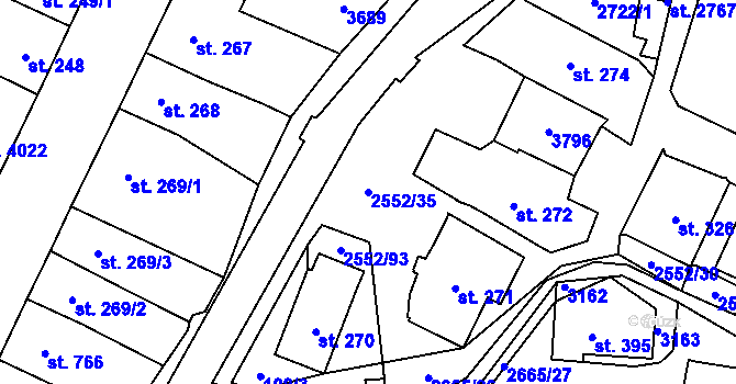 Parcela st. 2552/35 v KÚ Hlinsko v Čechách, Katastrální mapa