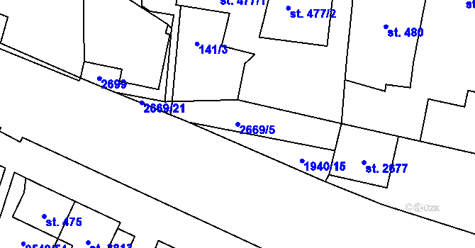 Parcela st. 2669/5 v KÚ Hlinsko v Čechách, Katastrální mapa