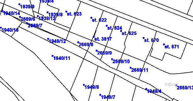 Parcela st. 2669/9 v KÚ Hlinsko v Čechách, Katastrální mapa