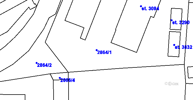 Parcela st. 2864/1 v KÚ Hlinsko v Čechách, Katastrální mapa