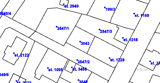 Parcela st. 3043 v KÚ Hlinsko v Čechách, Katastrální mapa