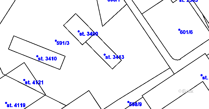 Parcela st. 3413 v KÚ Hlinsko v Čechách, Katastrální mapa