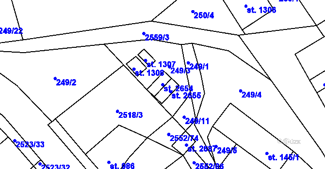 Parcela st. 2654 v KÚ Hlinsko v Čechách, Katastrální mapa