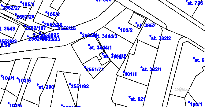 Parcela st. 3444/2 v KÚ Hlinsko v Čechách, Katastrální mapa