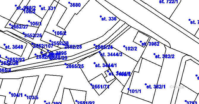 Parcela st. 3444/3 v KÚ Hlinsko v Čechách, Katastrální mapa