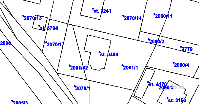 Parcela st. 3484 v KÚ Hlinsko v Čechách, Katastrální mapa