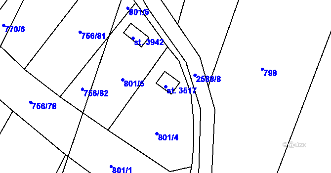 Parcela st. 3517 v KÚ Hlinsko v Čechách, Katastrální mapa
