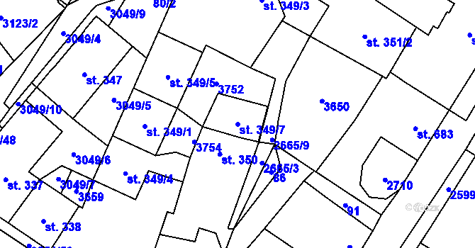 Parcela st. 349/7 v KÚ Hlinsko v Čechách, Katastrální mapa