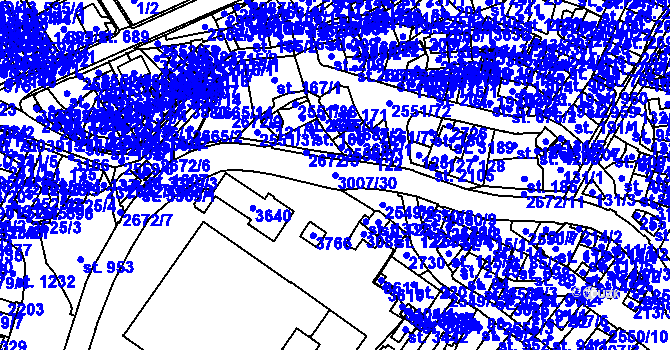 Parcela st. 3007/30 v KÚ Hlinsko v Čechách, Katastrální mapa