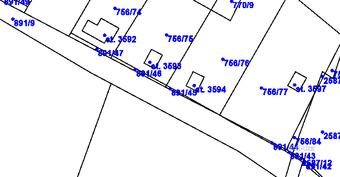 Parcela st. 891/45 v KÚ Hlinsko v Čechách, Katastrální mapa