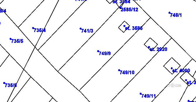 Parcela st. 749/9 v KÚ Hlinsko v Čechách, Katastrální mapa