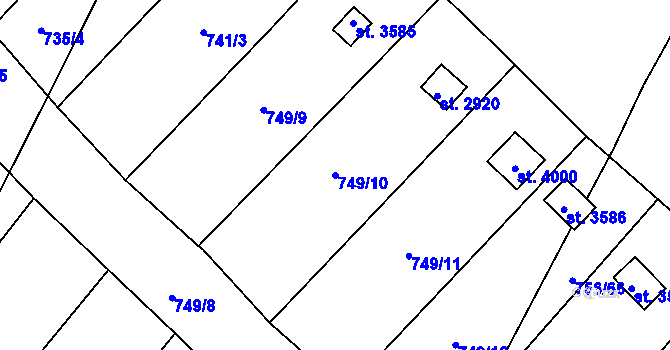 Parcela st. 749/10 v KÚ Hlinsko v Čechách, Katastrální mapa