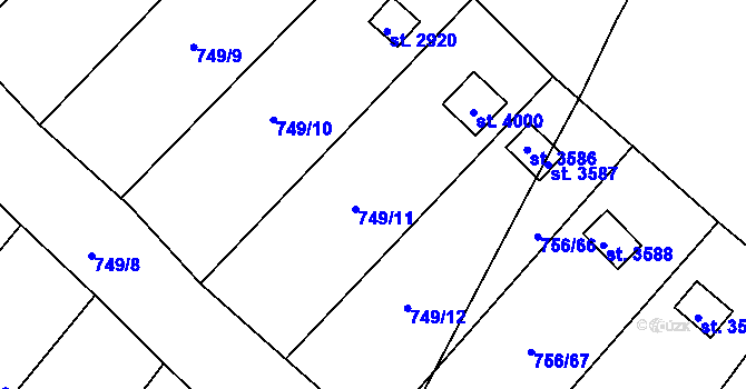 Parcela st. 749/11 v KÚ Hlinsko v Čechách, Katastrální mapa