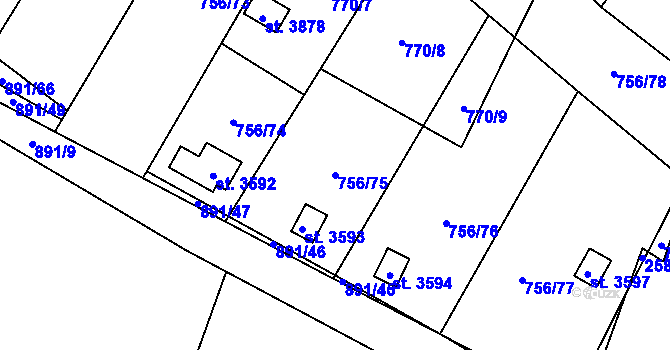 Parcela st. 756/75 v KÚ Hlinsko v Čechách, Katastrální mapa
