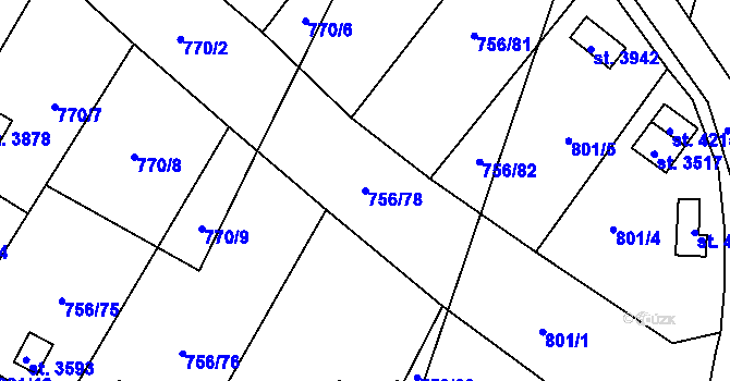 Parcela st. 756/78 v KÚ Hlinsko v Čechách, Katastrální mapa