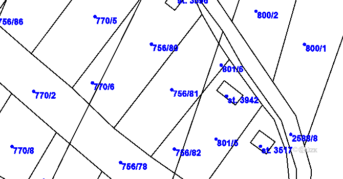 Parcela st. 756/81 v KÚ Hlinsko v Čechách, Katastrální mapa