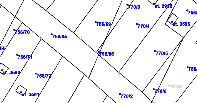 Parcela st. 756/86 v KÚ Hlinsko v Čechách, Katastrální mapa