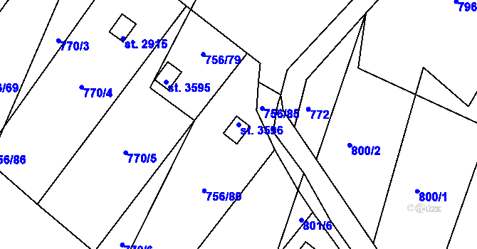 Parcela st. 3596 v KÚ Hlinsko v Čechách, Katastrální mapa