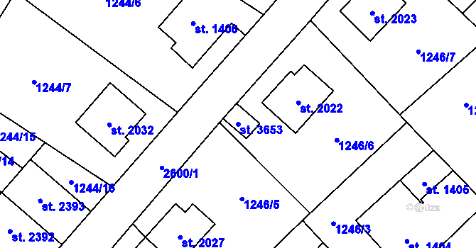 Parcela st. 3653 v KÚ Hlinsko v Čechách, Katastrální mapa