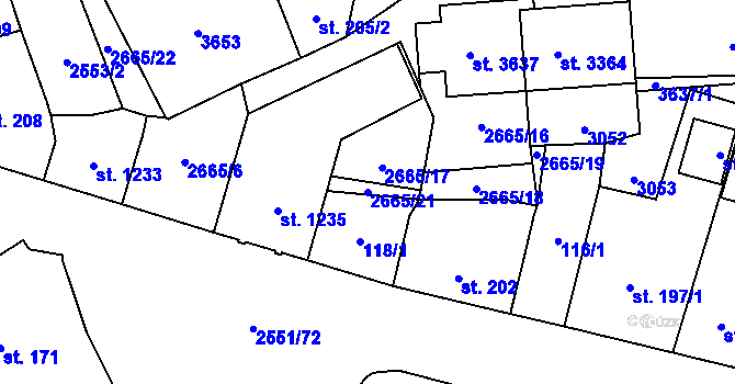 Parcela st. 2665/21 v KÚ Hlinsko v Čechách, Katastrální mapa