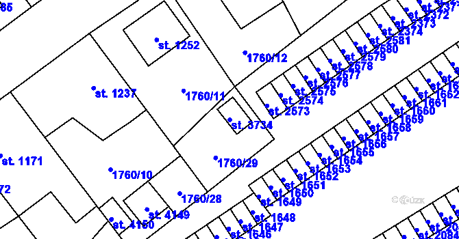 Parcela st. 3734 v KÚ Hlinsko v Čechách, Katastrální mapa