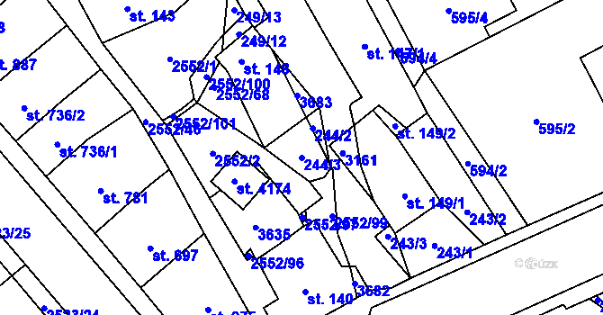Parcela st. 244/3 v KÚ Hlinsko v Čechách, Katastrální mapa