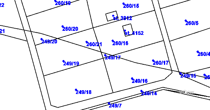 Parcela st. 249/17 v KÚ Hlinsko v Čechách, Katastrální mapa
