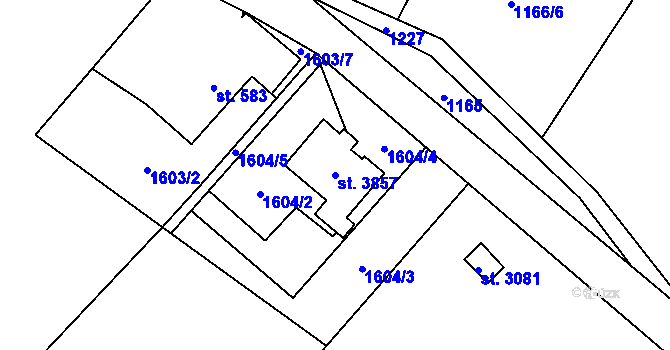 Parcela st. 3857 v KÚ Hlinsko v Čechách, Katastrální mapa