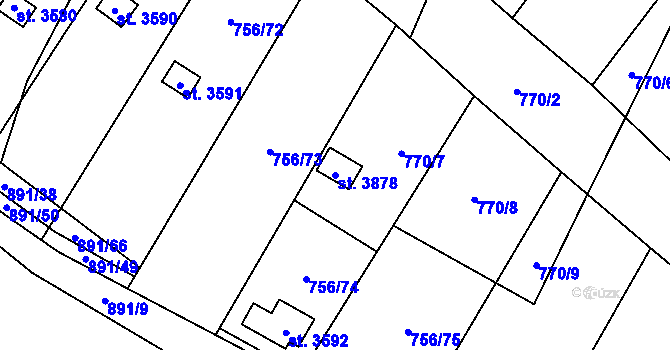 Parcela st. 3878 v KÚ Hlinsko v Čechách, Katastrální mapa