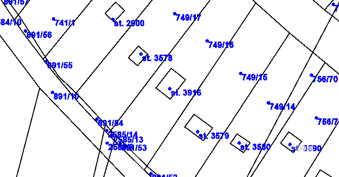 Parcela st. 3916 v KÚ Hlinsko v Čechách, Katastrální mapa