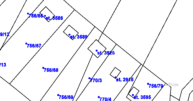 Parcela st. 3925 v KÚ Hlinsko v Čechách, Katastrální mapa