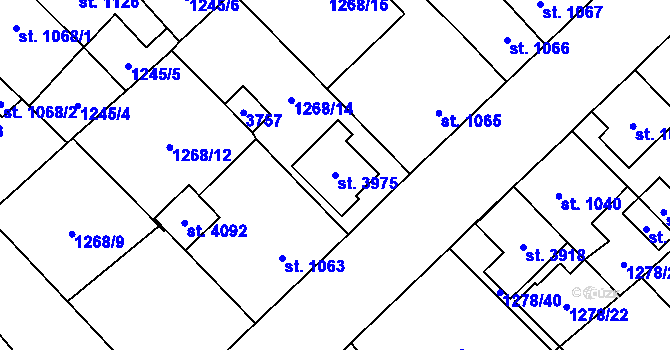 Parcela st. 3975 v KÚ Hlinsko v Čechách, Katastrální mapa