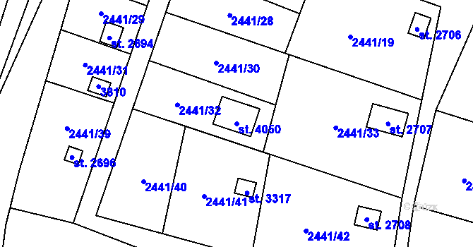 Parcela st. 4050 v KÚ Hlinsko v Čechách, Katastrální mapa